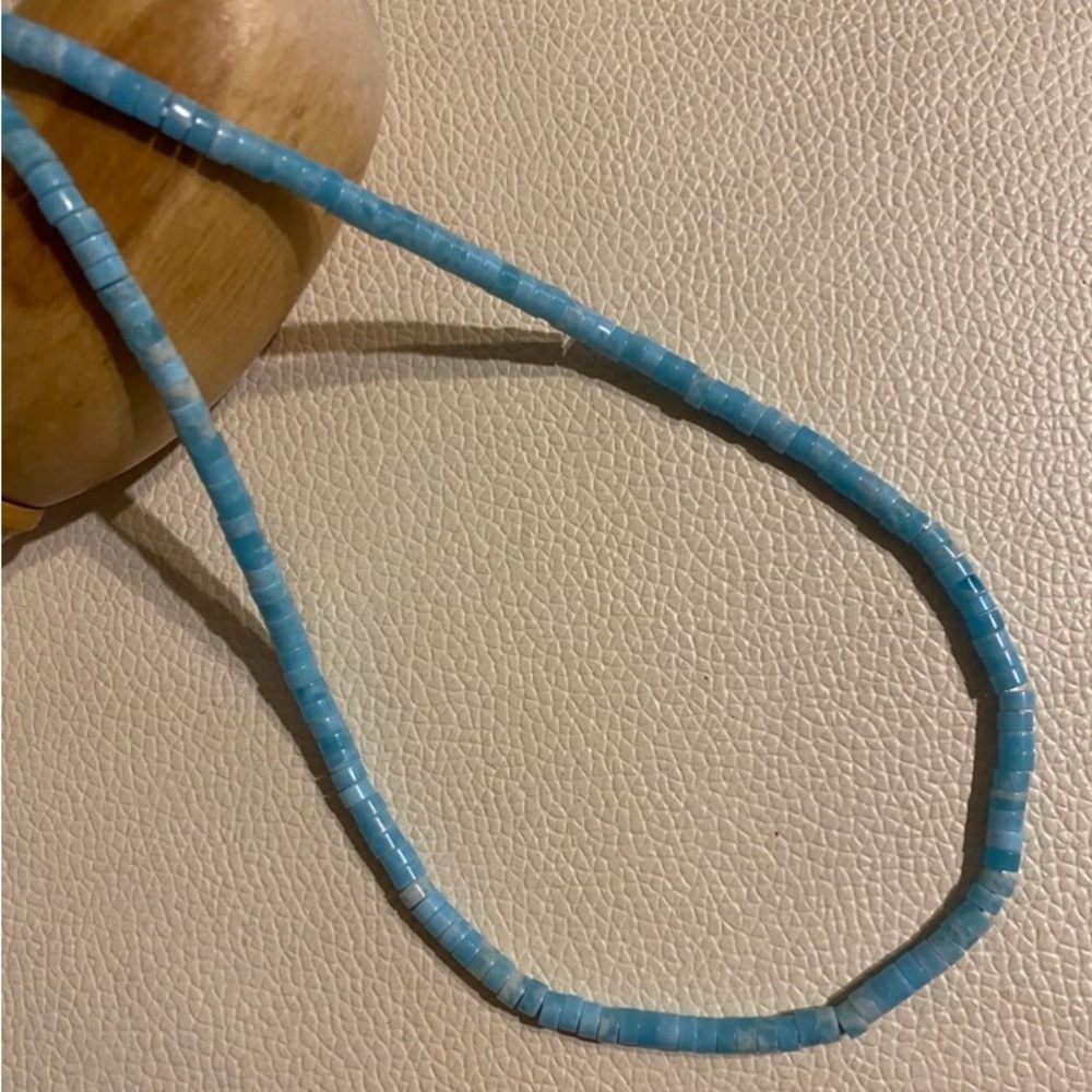 Natural 2*4mm Heishi Larimar Gemstone Beaded Necklace